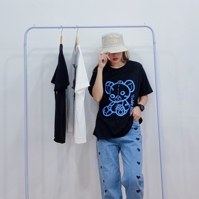 MixFashion.ID | OVERSIZED TSHIRT OUTFITS | KAOS OVERSIZE TEDDY BEAR | OVERSIZE COTTON COMBET | BAJU 