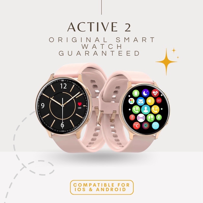 BERGARANSI ACTIVE 2 +FREE STRAP ‼️ ( BLUETOOTH CALL , WALLPAPER) SMARTWATCH jam hp premium pintar bi