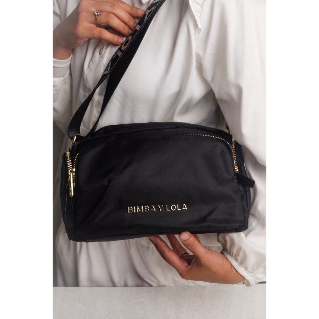 Bimba Y Lola Nylon Zip Crossbody Black - ORIGINAL 1000%