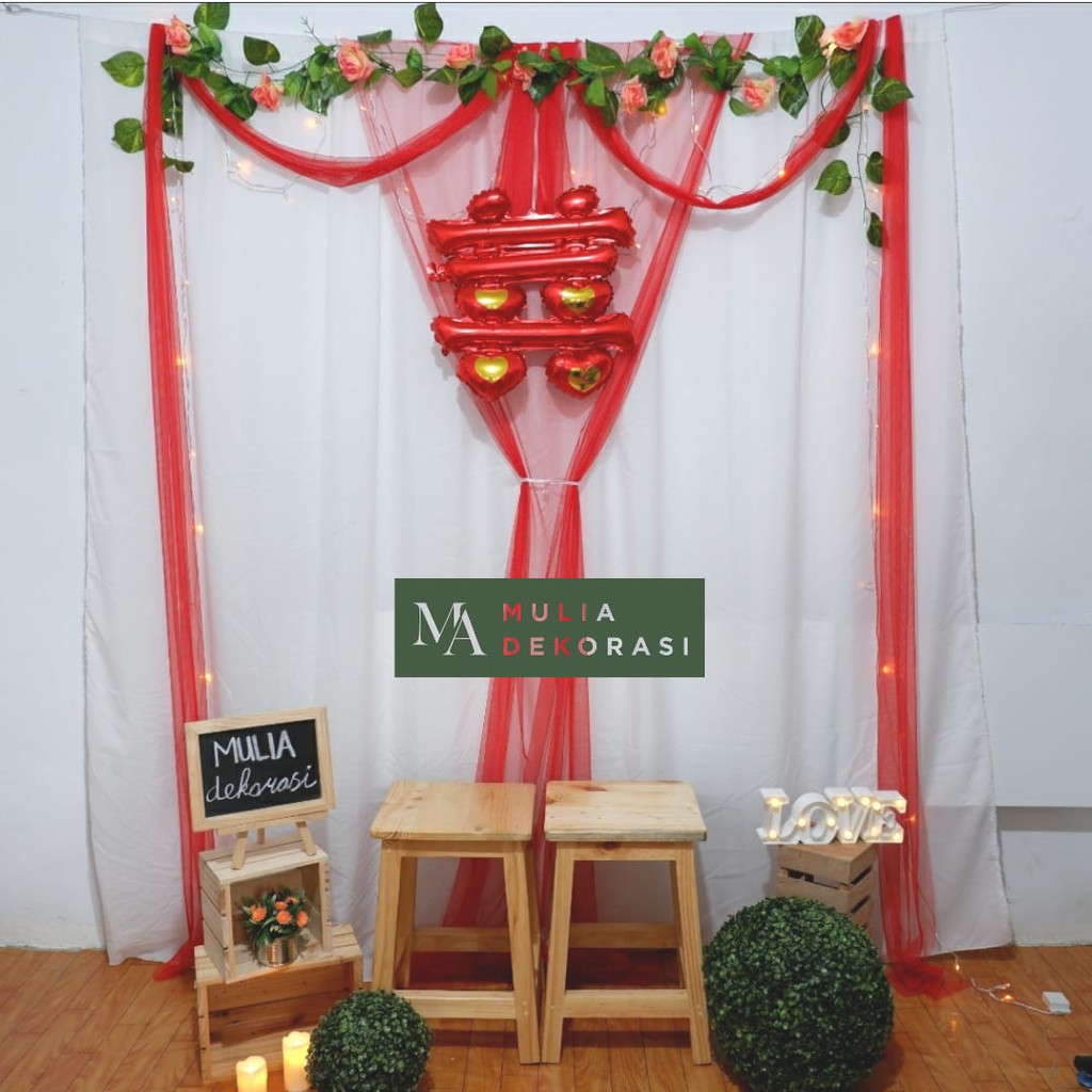 Paket Dekorasi DIY Backdrop Acara Photobooth Keluarga Sangjit Lamaran Tunangan