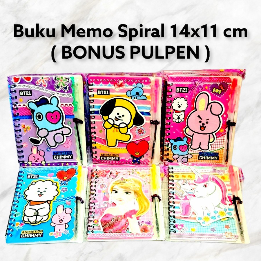

Buku Memo Catatan Spiral BTS BT21 Bonus Pulpen