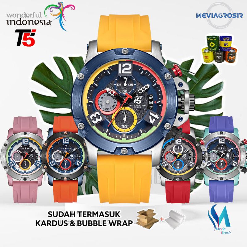 JAM TANGAN PRIA T5 H3885 H3885G 3885 T5 ORIGINAL 100% CHRONOGRAPH TAHAN AIR BERGARANSI FREE TIN BOX 
