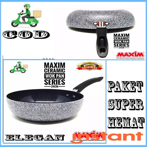 PAKET ISI 2PCS MAXIM NEOSTONE DEEP WOK 24 CM 2 PCS CRAMIC ANTI LENGKET