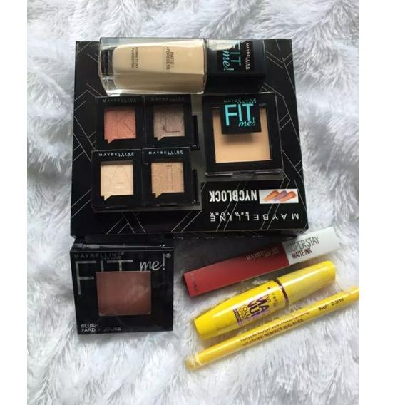 Sale?? PAKET SESERAHAN MAYBELLINE FIT ME KISS PEACH 7in1(BEDAK PADAT DAN TABUR SATU KEMASAN) Spesial