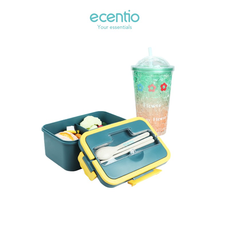 

Ecentio 1500ml kotak makan set/lunch box&ice cup/portabel kotak bekal/free Sendok&sumpit