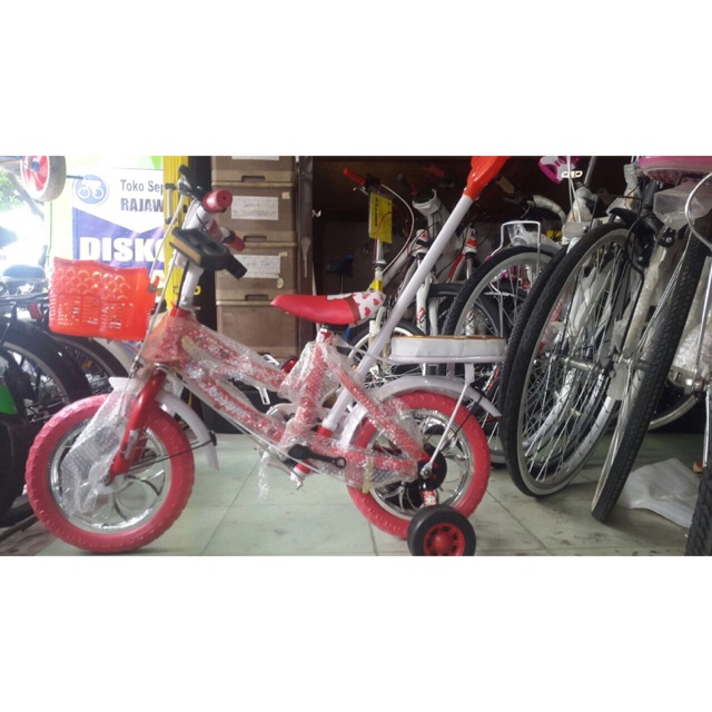 Sepeda anak Cowok Cewek ukuran 12 dengan dorongan