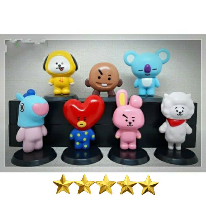 Stand action Figure Boneka BTS BT21 isi 7pcs