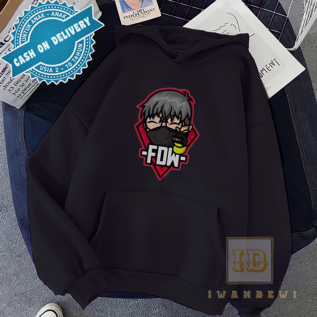 Jaket Hoodie Anak Unisex Laki-Laki Perempuan FDW Youtuber Free Fire murah/sweater anak FDW FF
