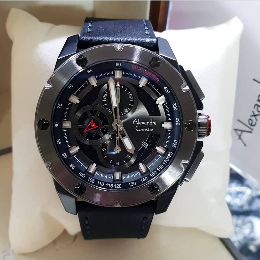 JAM TANGAN PRIA ALEXANDER CHRISTIE ORIGINAL FULL BLACK AC6549