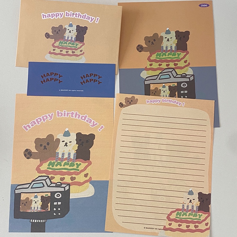 Lovely bear envelope set birthday blessing love letter confession message stationery envelope