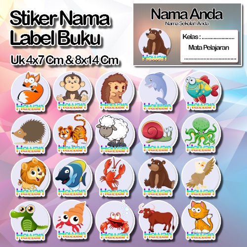 

Stiker animasi kartun kerbau ikan kambing ikan Karakter Lucu Custom Lebel Nama cromo murah 20 Varian berbeda Sticker Pelajaran Mapel buku anak sekolah No 10