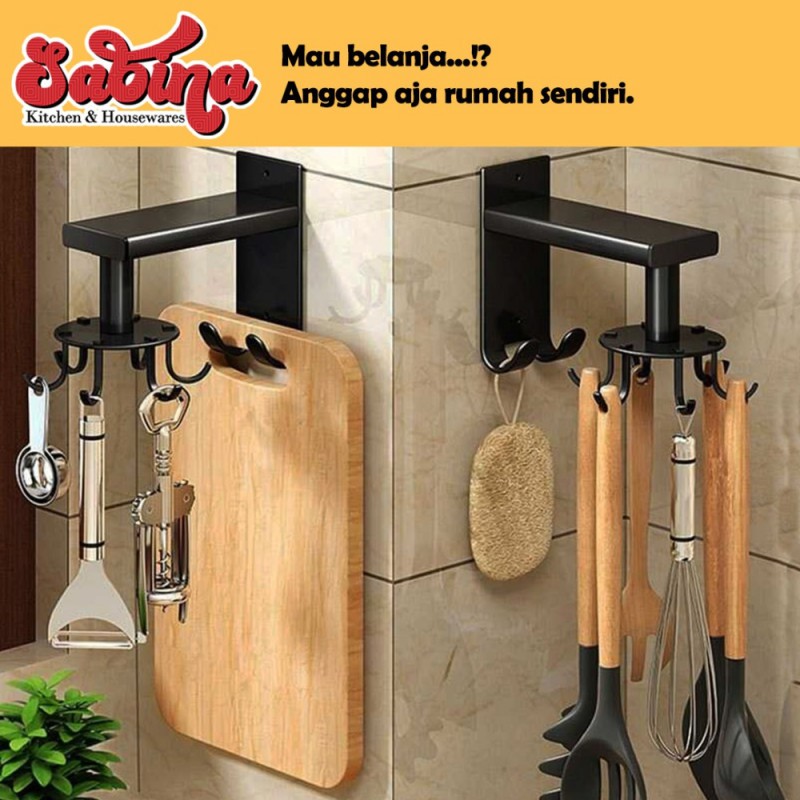 Rak Gantungan Alat Dapur Memasak Hanger 8 Hook Strong Adhesive Perekat 7RHZMABK