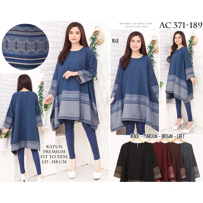 MONA Vie LD 118 tunik katun premium atasan wanita SUPER JUMBO muslim Diskon