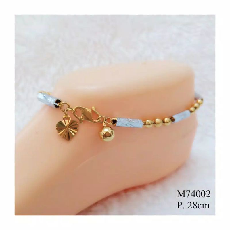 Gelang Kaki Pipa  Wanita Motif Balok Tebal Mainan Lonceng Bunyi M74002