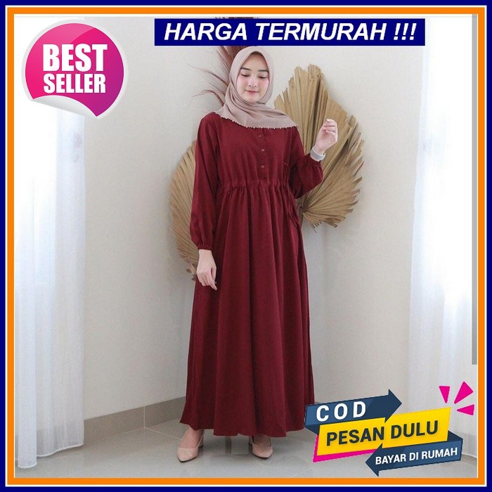 Gamis Lemina Dewasa / Livy Dress Korean Style / Gamis Livy Dewasa Moscrepe Jumbo Terbaru Modern Keki