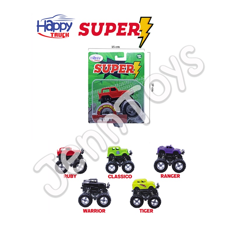 JennToys - Mainan anak laki laki Mobil mainan truk mainan pullback Mainan diecast MONSTER TRUCKS Super by Happy Truck - HAPPY TRUCK SUPER CAR FIGHTER CAR