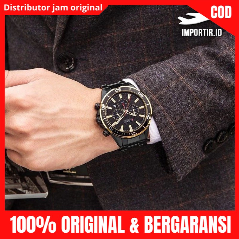 CURREN 8309 Jam Tangan Pria Analog Chronograph Stainless Steel