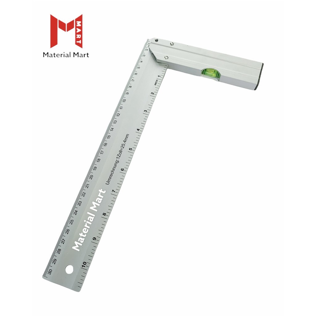 Penggaris Ukur Sudut | Siku Tukang 30CM Alat Ukur Meteran Pasekon 12&quot; | Siku Tukang 12 Inch Material Mart