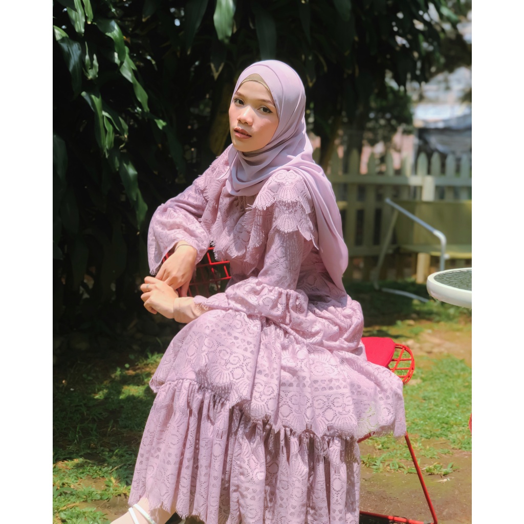 DAHAYU DRESS BYGIAGIO baju kondangan gaun akad simple gaun wedding pernikahan baju muslim putih gaun lamaran elegan pakaian wanita pesta elegan fashion korea dres lebaran cantik anggun mewah nyaman gaun vintage fashion dress bahan lace brokat furing tebal