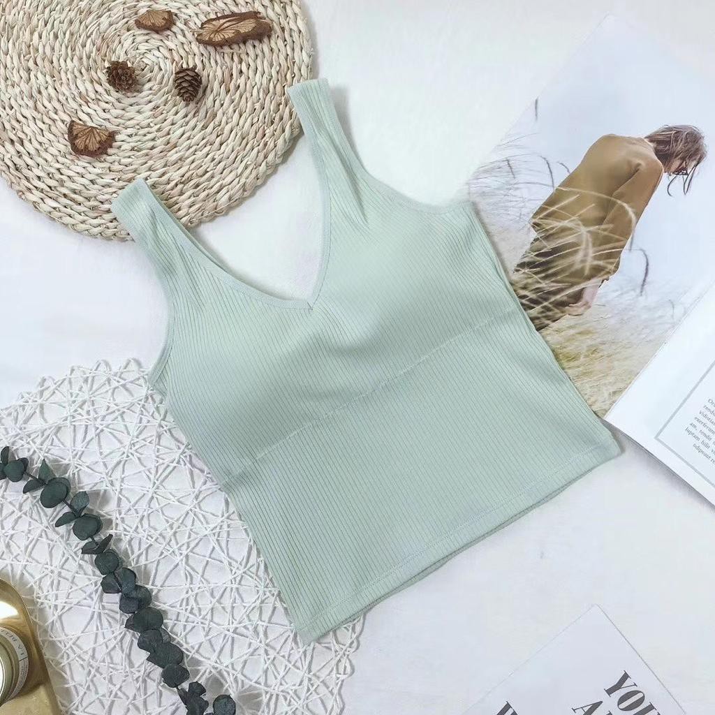 Tank Top Bra Polos Import Korean tanktop Wanita Tengtop-Hijau Muda