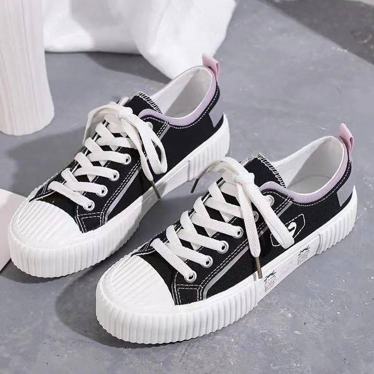 Sepatu Kanvas Cewe Sneakers Canvas Wanita Model Terbaru Designe Termodern Trendy 2021-HITAM