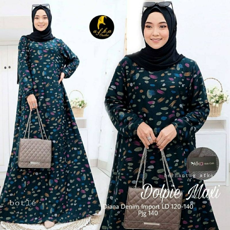 Dolpie Maxi, MAXI DRESS/GAMIS JUMBO WANITA CANTIK BAHAN DIANA DENIM PREMIUMD 120-140 TERJUMBO OOTD KEKINIAN TERLARIS