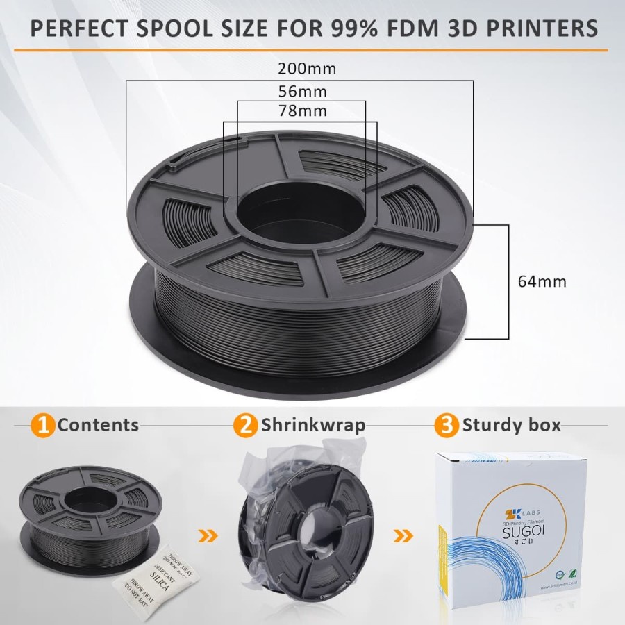 ZKLabs 3D Filament PLA+ Neat Winding Sugoi Line Bahan Import dari USA