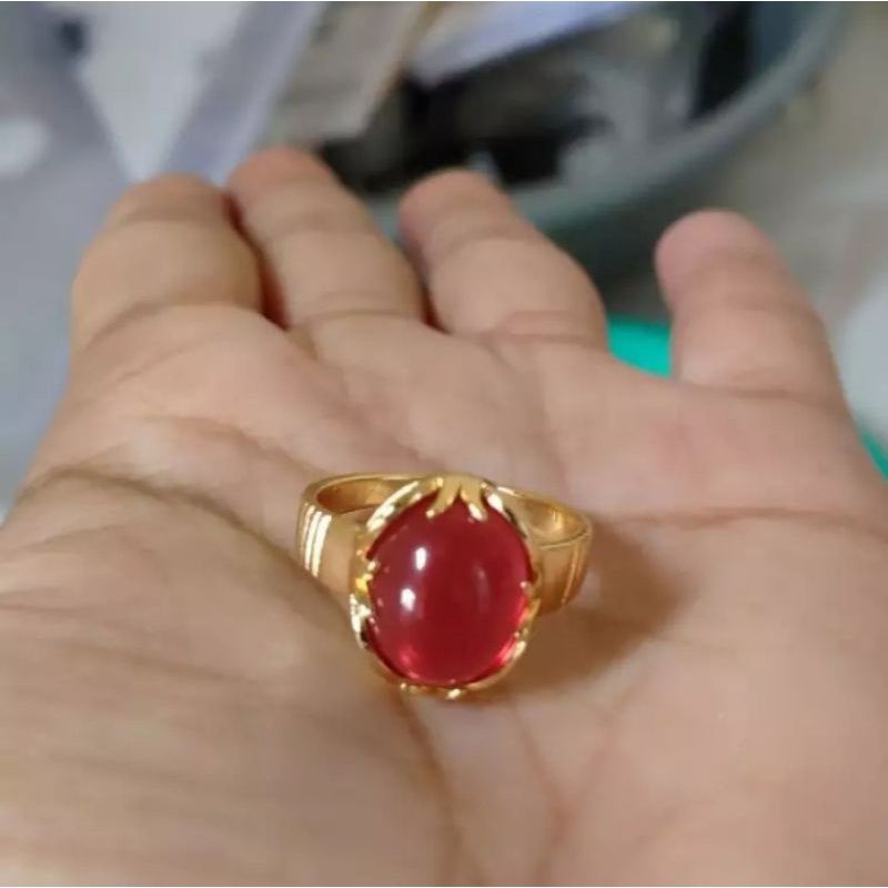 CINCIN BATU MERAH CANGKANG TITANIUM GOLD ANTI KARAT TERLARIS