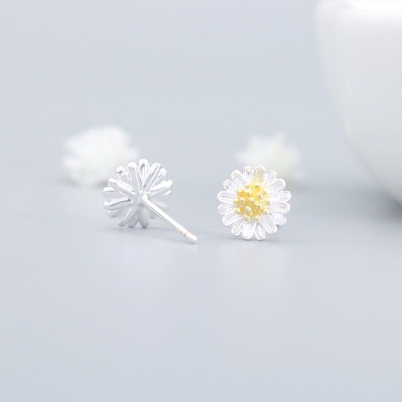 Anting Stud Earrings Fashion Women's Beautiful Flower Earring Silver Jewelry Sexy Girl Jewelry