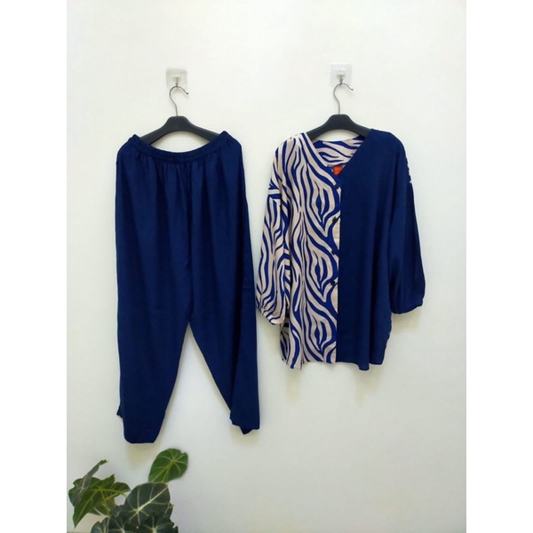 STELAN MAMA ROSA RAYON KOMBINASI ZEBRA(COD)ONE SET WANITA TERBARU/ONE SET VIRAL KEKINIAN