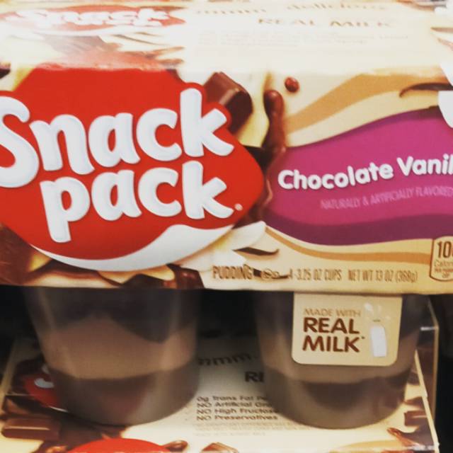 

Snackpack puding chocolate vanilla 368gr real milk