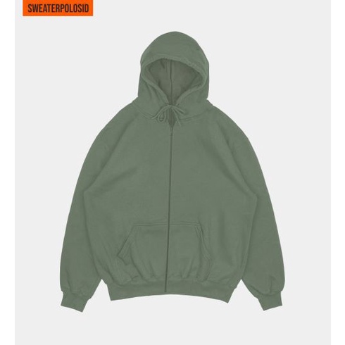 SWEATERPOLOSID  Hoodie Zipper Size M - XXL ( Pria & Wanita ) (Polos)-OLIVE