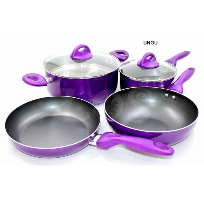 Promo UNGU - SUPRA ROSEMARY SET 7 PCS COOKWARE PANCI SUPRA SET WAJAN SUPRA