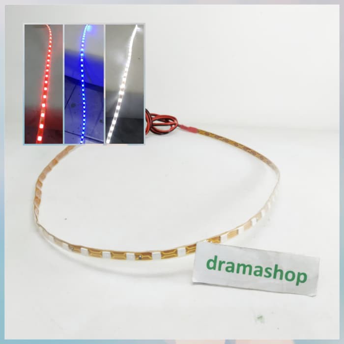 Lampu Led tali pipih variasi motor mobil merah biru putih dc 12v dramashop