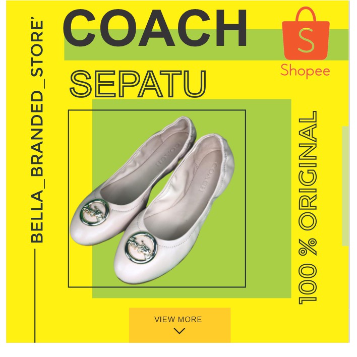 SEPATU FLAT COACH WANITA WARNA PUTIH HARGA TERMURAH BARANG BARU  DAN BRANDED KUALITAS ORIGINAL