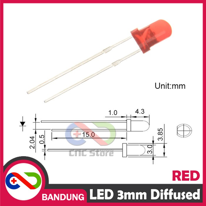 10PCS LED 3MM F3 SUPER BRIGHT RED MERAH DIFFUSED