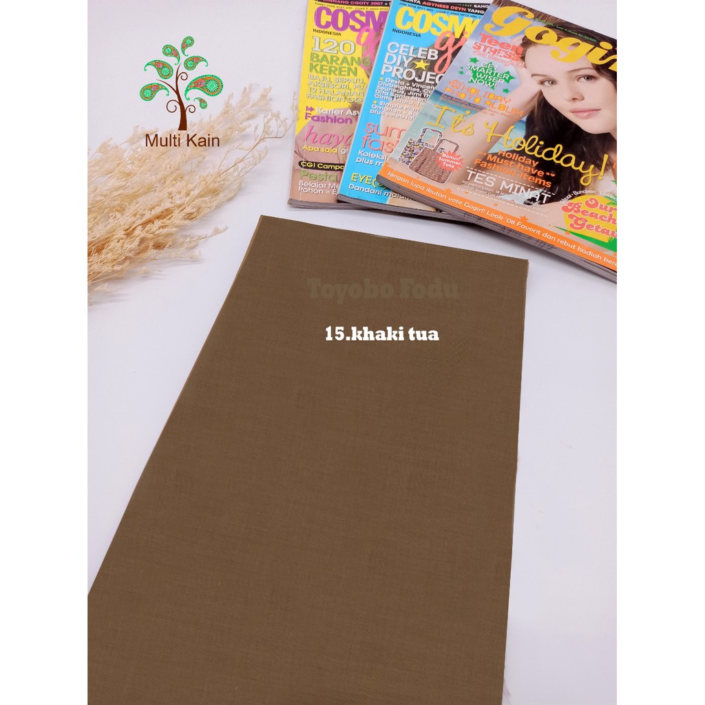 Bahan Multi kain katun cotton toyobo FODU (COPYRIGHT, TERDAFTAR) asli premium-FODU15 khaki tua