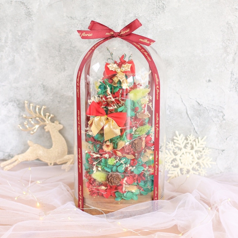 Jolly Tree Dome - Preserved Flower Bunga Hadiah Gift Christmas Natal Hiasan Rumah