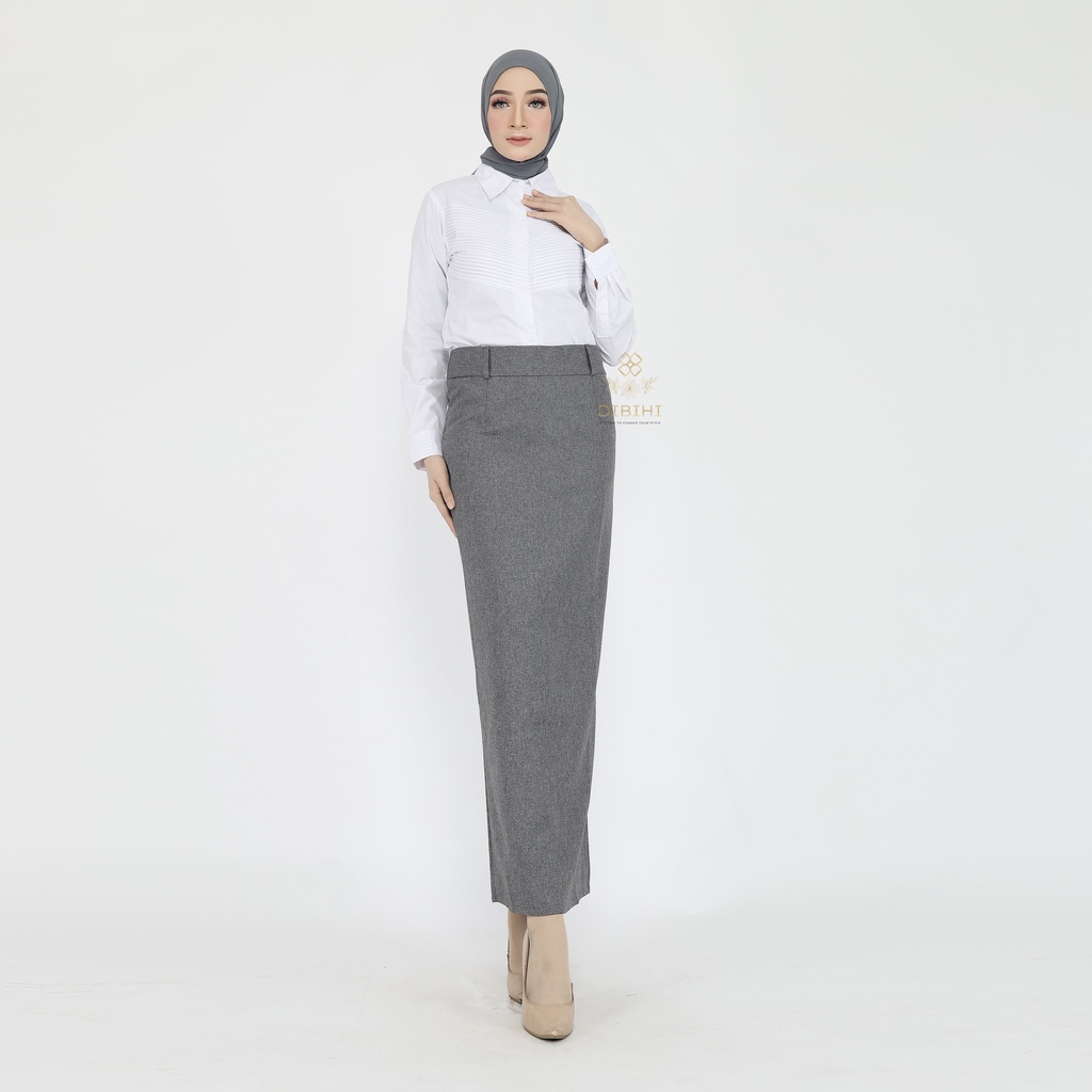 Dibihi Rok Span Polos Rempel Panjang Kerja Kantor Formal Wanita Bahan Gracella Size Standar Jumbo