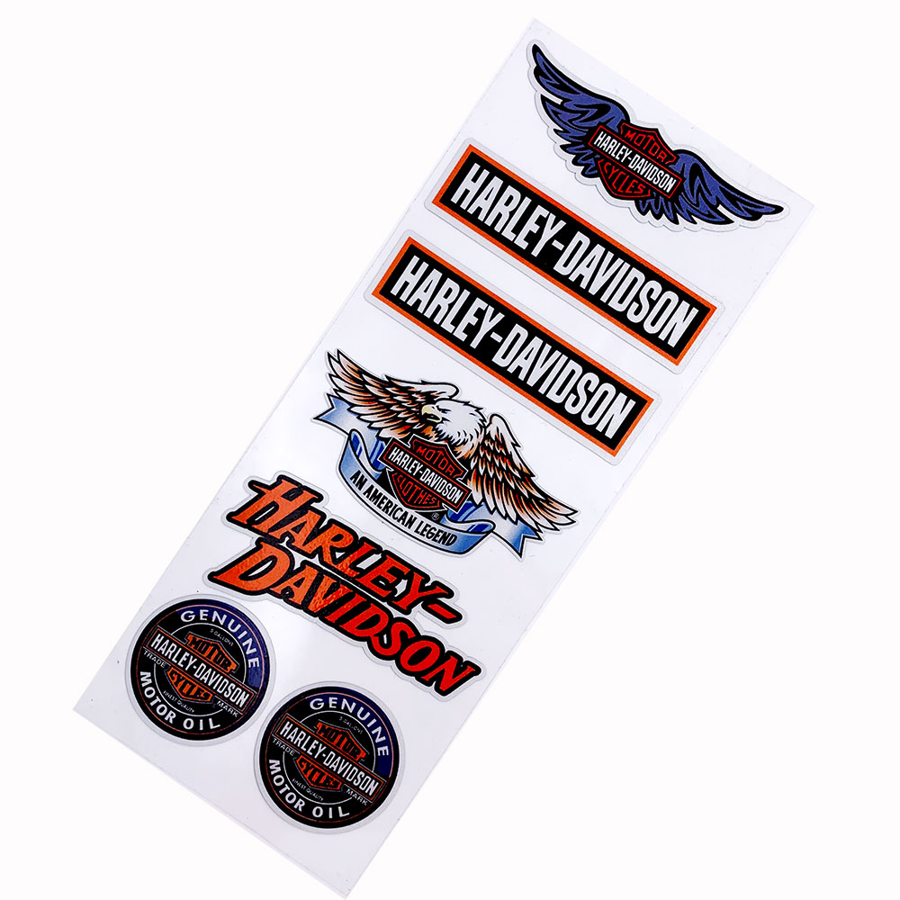 Stiker Vinyl Reflektif Motif Harley Davidson Warna Biru Untuk Fender Samping Motor / Sepeda / Yamaha / Honda / Suzuki / Kawasaki