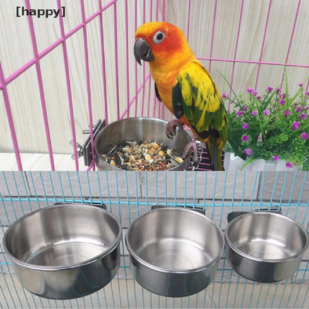 Mangkuk Makanan / Minuman Model Gantung Bahan Stainless Steel Untuk Kandang Anjing / Kucing