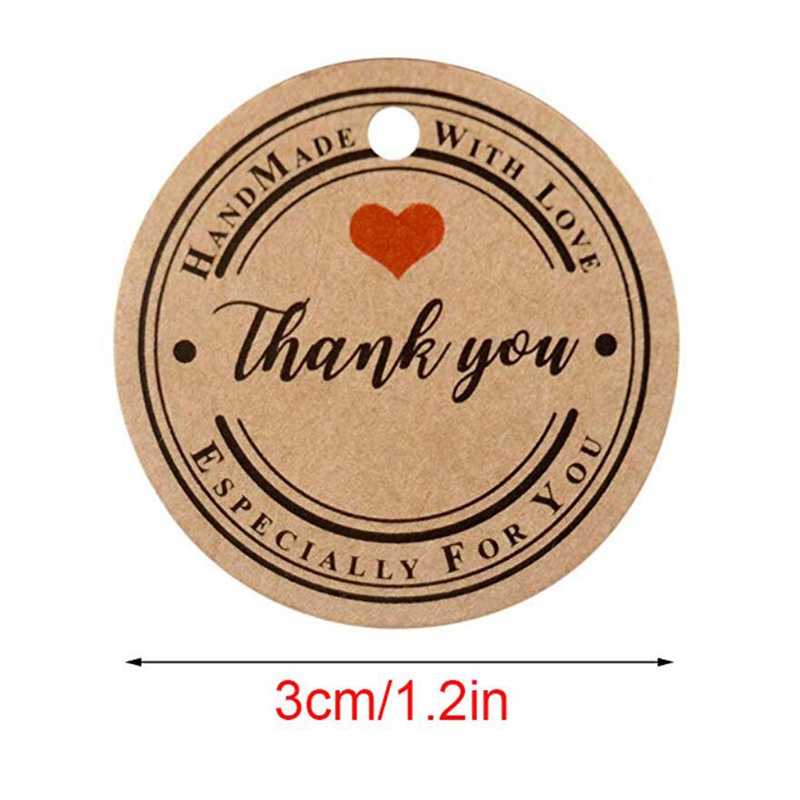 100 Pcs Label Tag Desain Thank You Bahan Kertas Kraft Untuk Dekorasi Pernikahan