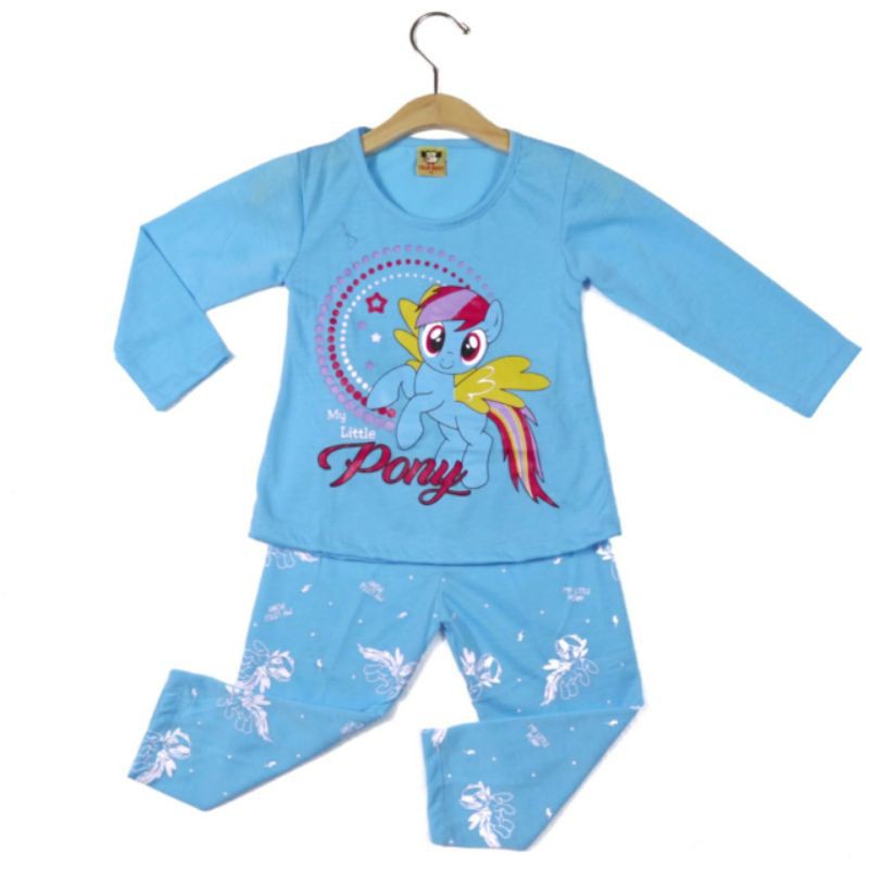 SETELAN BAJU ANAK PEREMPUAN SIKUNING MOTIF LITTLE PONY 2-6 TAHUN NEW