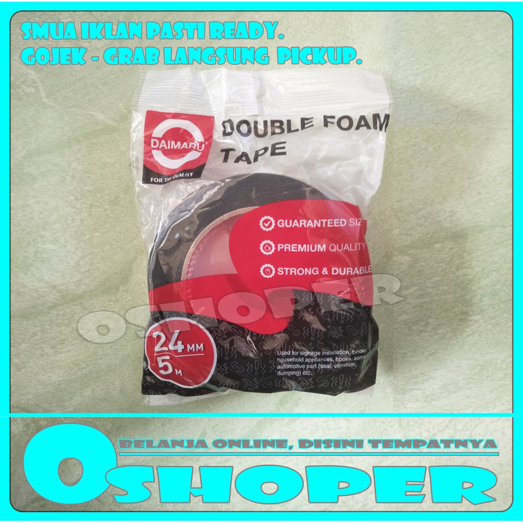 double tape busa daimaru 24mm x 5m. daimaru foam tape. DOUBLE TAPE FOAM BUSA. lakban tape busa daima