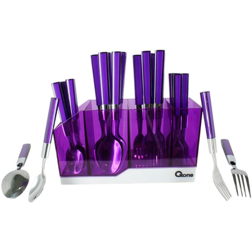 Oxone Ox-9200 Sendok Garpu Set Stainless Tempat Wadah Bagus Ox 9200 Alat Makan Spoon Ungu Merah