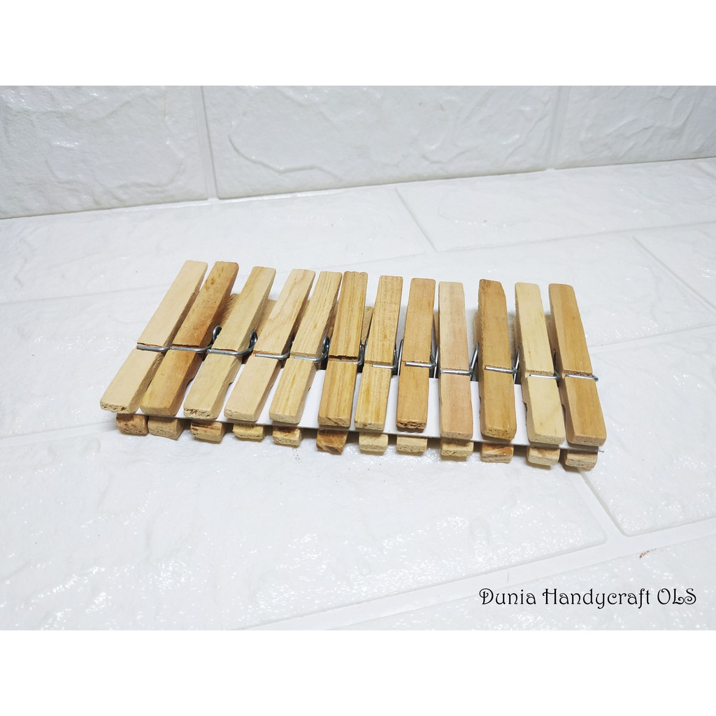 Jepitan Kayu Polos Klip Kayu Isi 12 pcs Capit Handcraft Unik Lucu