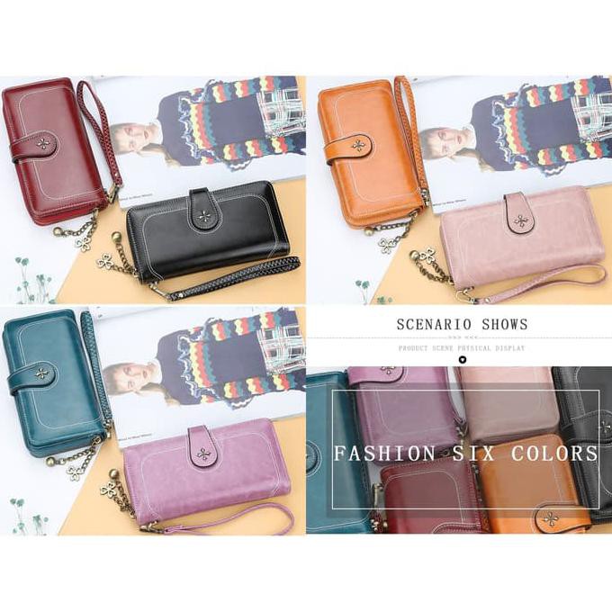 Terbaru  BAELLERRY ORIGINAL Dompet Panjang Wanita Elegan / Dompet Import N1813 - Orange