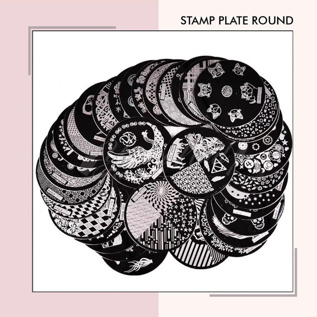 Stamping plate round nail art stamp plate piring cetakan stamper nail