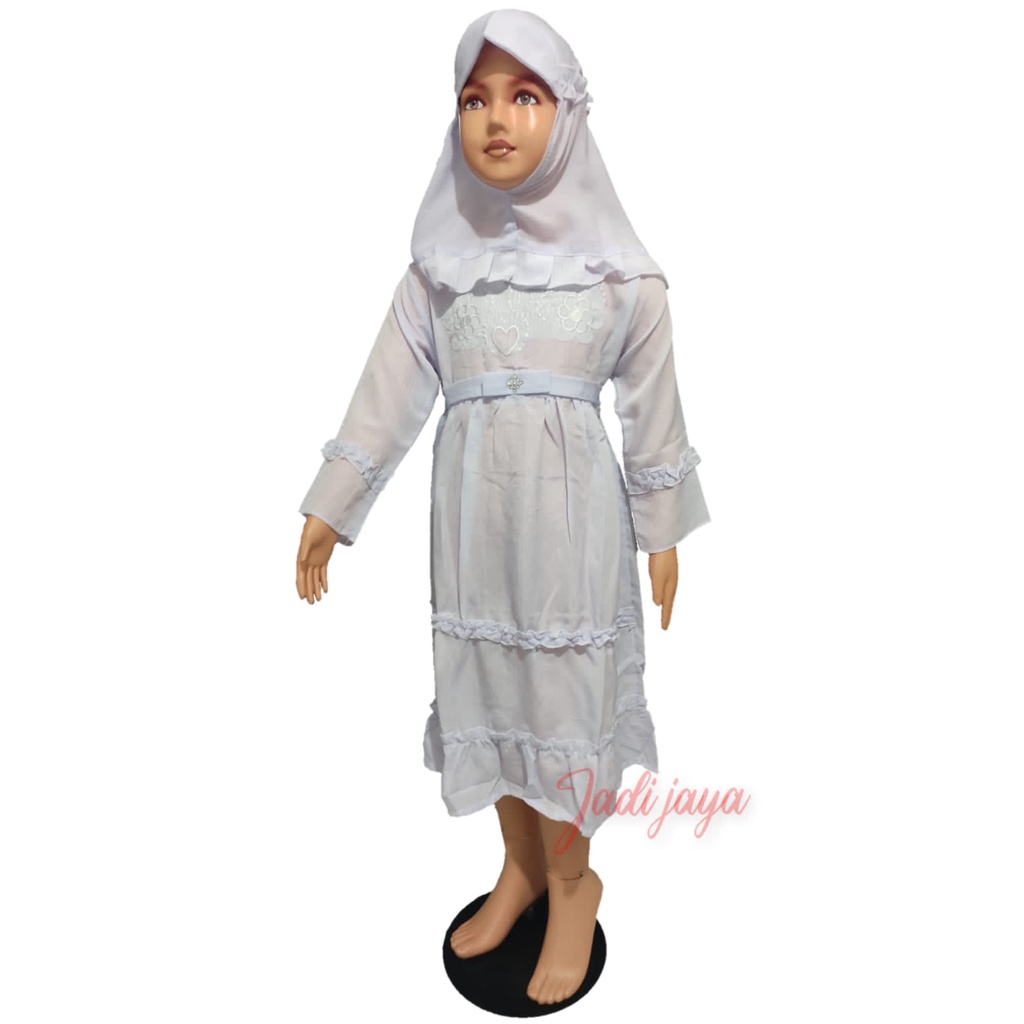 Gamis Putih Anak Perempuan Busana Muslim Putih Anak Baju Manasik Anak BAHAN Dobby