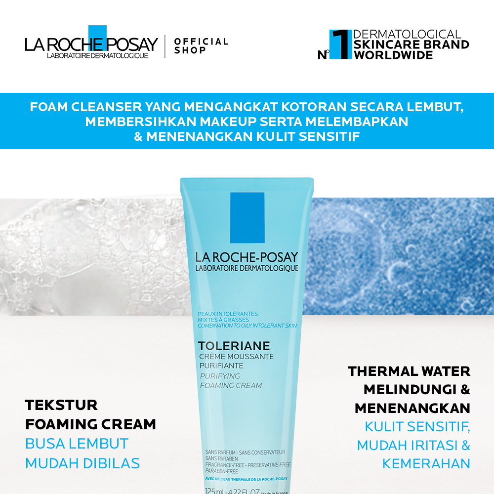 La Roche Posay Toleriane Foaming Cleanser 125ml - Facial Wash Kulit Berminyak/ Kombinasi/ Sensitif